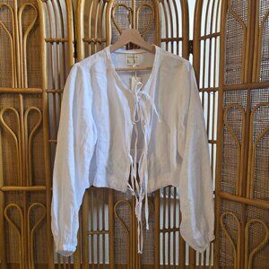 Boheme goods linen tie top white